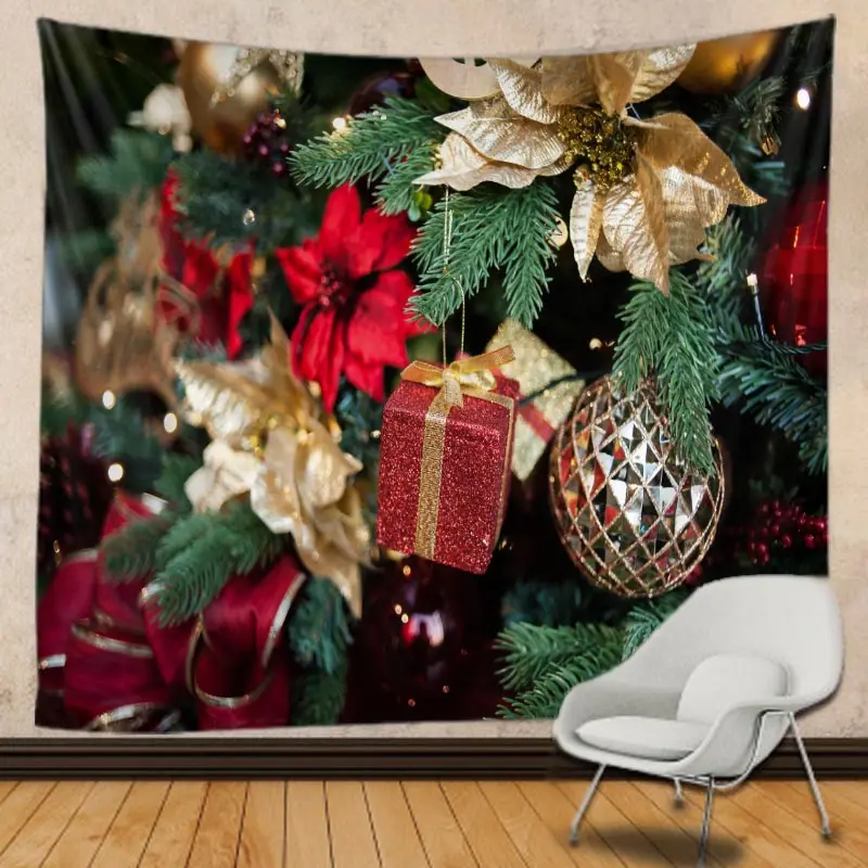 Christmas Tree Tapestry Christmas Gift Pattern Tapzi Wall Hanging For Home Decoration Living Room Bedroom Wall Art Large size