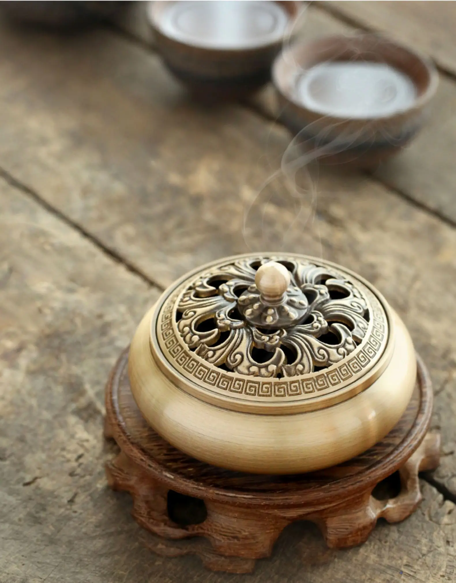 Direct selling new pure copper antique aromatherapy furnace indoor lotus plate for Buddha worship incense burner decoration