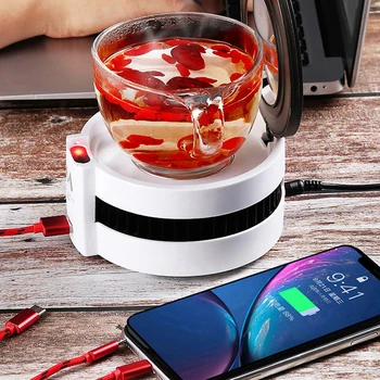 

220V Multifunction Cup Heater Warmer Tea Coffee Milk Thermostatic Coaster Cup Heater Night Light Mirror Phone Wireless Charging