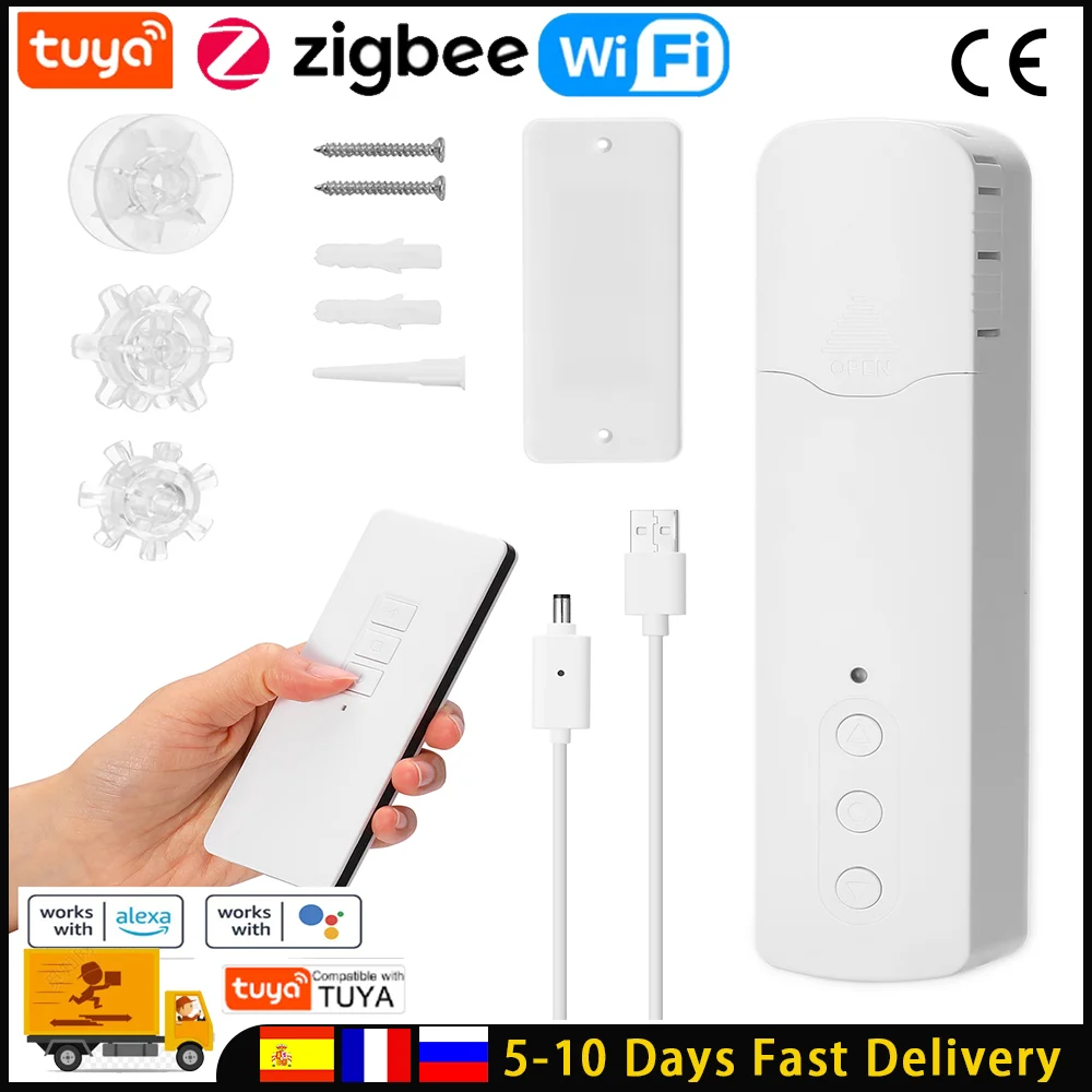 Tuya Zigbee Wifi Tm616egbztn Rechargeable Pull Bead Curtain Motor Smart