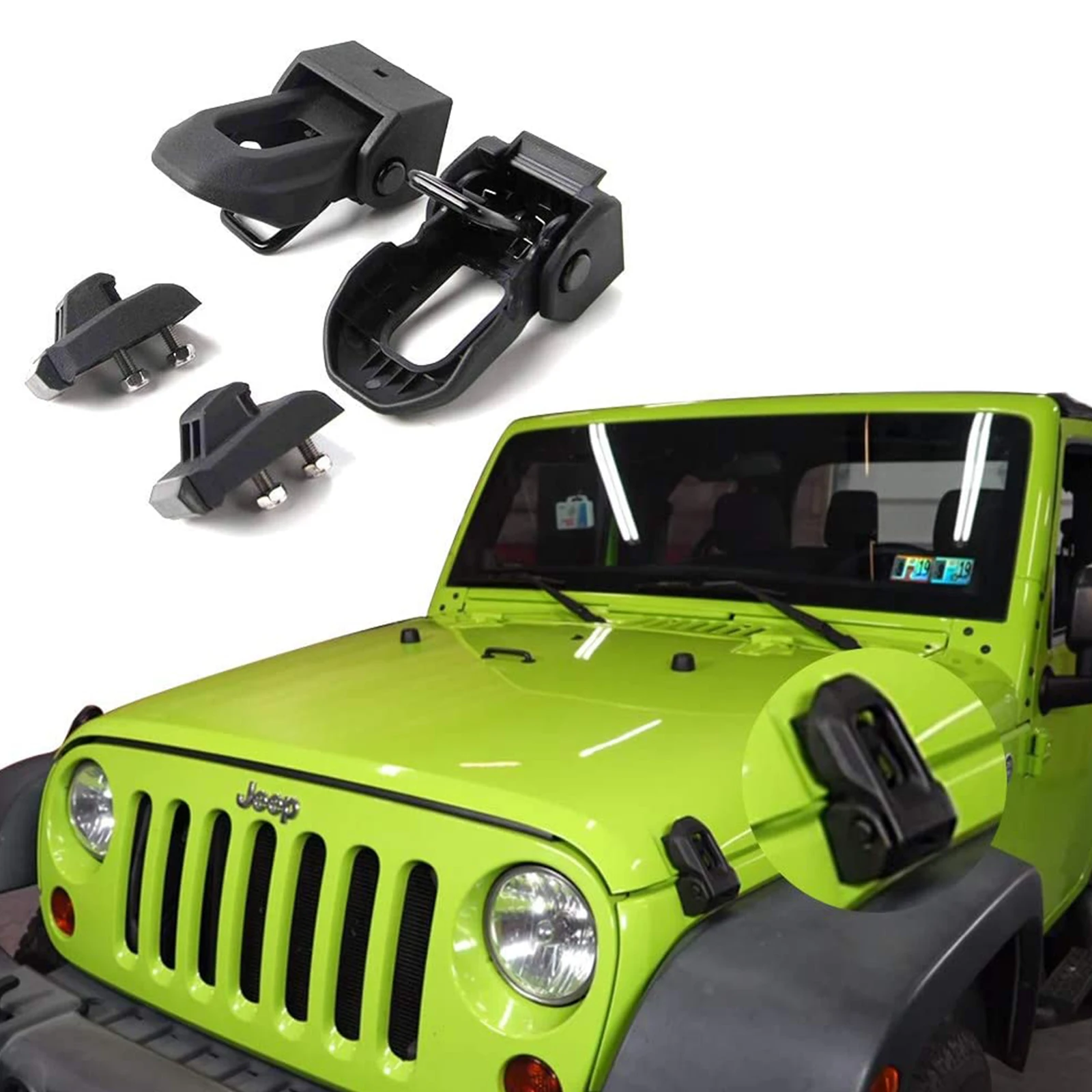 ForJeepHoodLatch20072018JeepWranglerJkJLBlackStainlessSteel