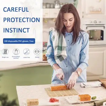 

100PCS Disposable PVC Work Gloves Universal Cleaning Work Finger Gloves Protective For Safety Service Cleaning Gloves