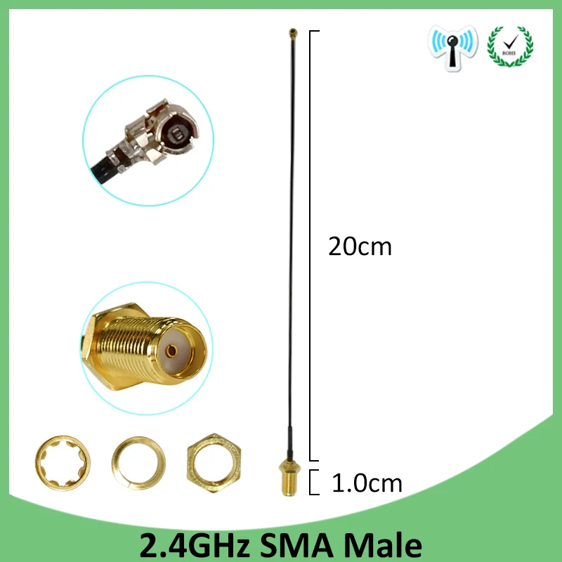EOTH 2.4g antenna 8dbi sma male wlan wifi 2.4ghz antene IPX ipex 1 SMA female pigtail Extension Cable iot module antena