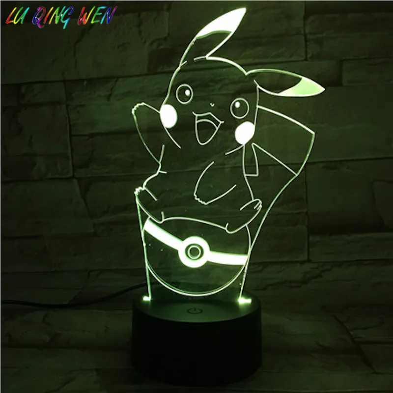 Pokemon Go рисунок Пикачу 3d ночной светильник светодиодный сенсорный датчик Декор для гостиной Прямая поставка батарейный Ночной светильник Настольная лампа Пикачу