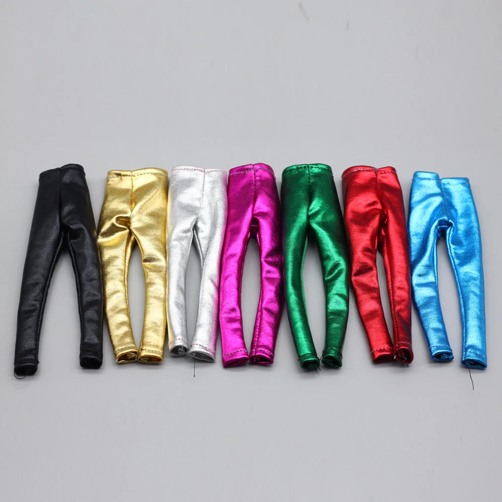 Candy Color Leather Elastic Bottom Pants Clothes Trousers 30CM Baby Gril 1/6 Doll Accessories 3PCS/lot