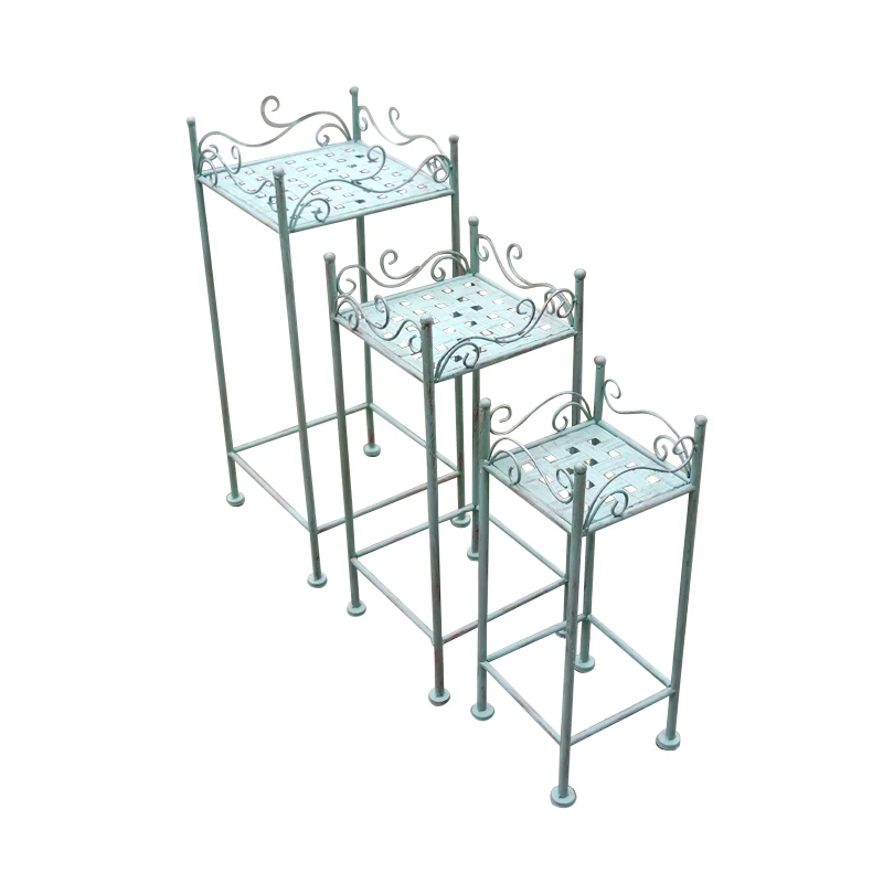 

Green flower stand home balcony rack living room iron pot succulent multilayer outdoor three-piec