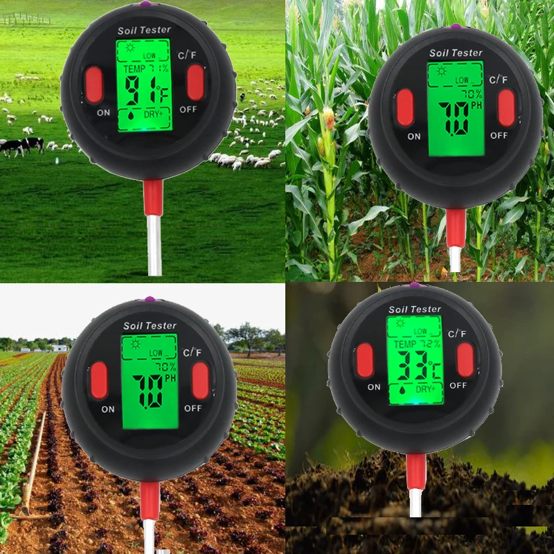 5 в 1 измеритель кислотности почвы влажности почвы монитор lcd-дисплей PH тестер Температура интенсивность солнечного света инструмента тестирования для растений 30% OFF