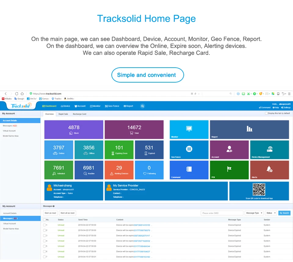 Jimi Tracksolid GPS Tracking Profesional Platform With GPS Fleet tracking Review History Geofences For All Trackers /DVR Camera mini gps tracker