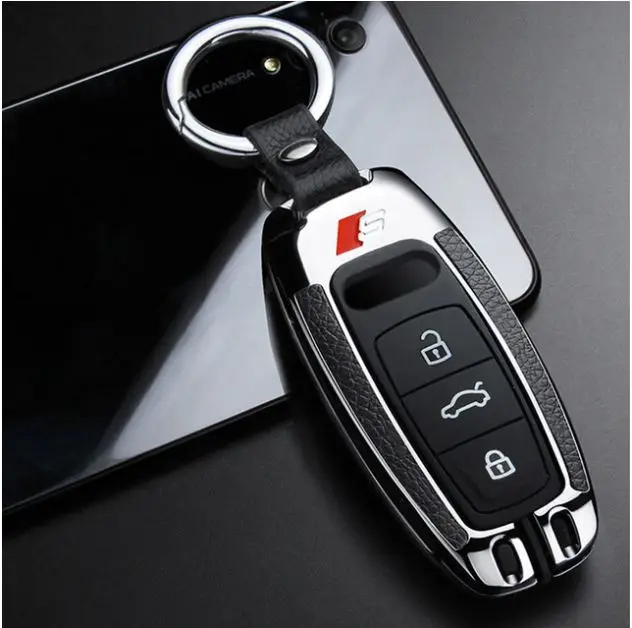silver ring set Обновленный чехол для ключа автомобиля, чехол для Audi A6L A7 A8 C8 Q8 D5, защитная оболочка, аксессуары для ключей - Название цвета: silver ring set