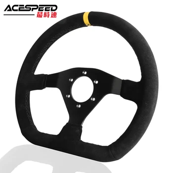 

Racing Drift Suede Leather Steering Wheel String Black 320/12.5Inch Aluminum frame Steeing Wheel