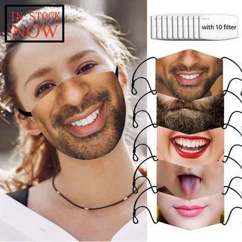 

5Pc Adult Cool Mouth Cover Funny Anti-Pollution Washable and Reusable Mask Fashion Mask Face Shield Masque Mouth-muffle