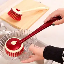 Длинная ручка горшок посуда пластины стиральная щетка кухонная раковина столешница чистящие средства губки и чистящие прокладки