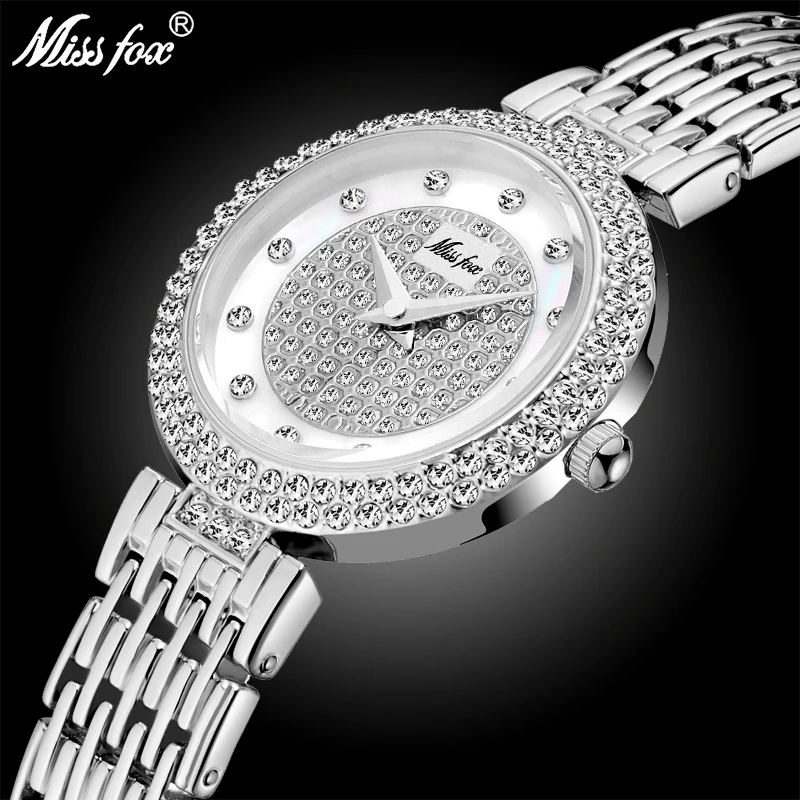 MISSFOX Watch Women Famous Brands Luxury Silver Color Elegant Female Watch Bracelet Waterproof