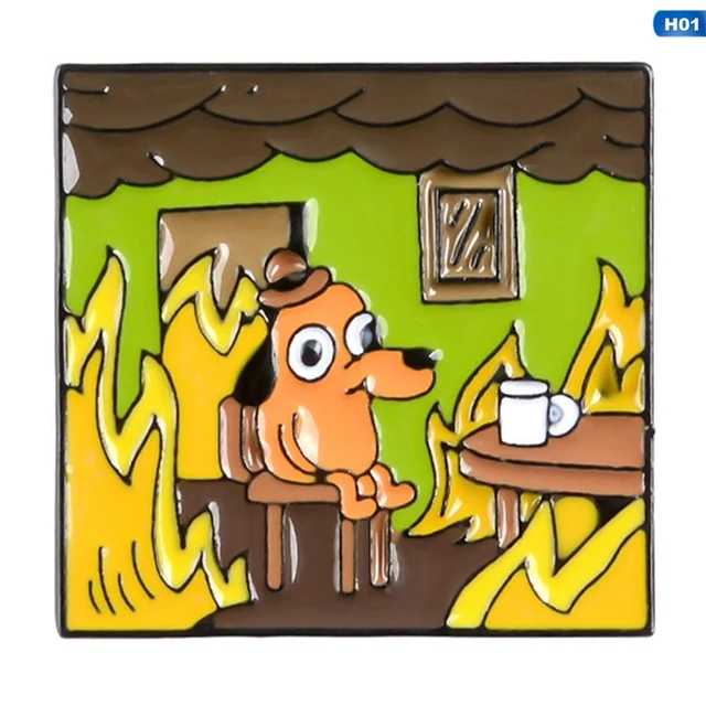 Ini Baik Baik Saja Enamel Pin Kustom Kartun Anjing Bros Kerah Pin