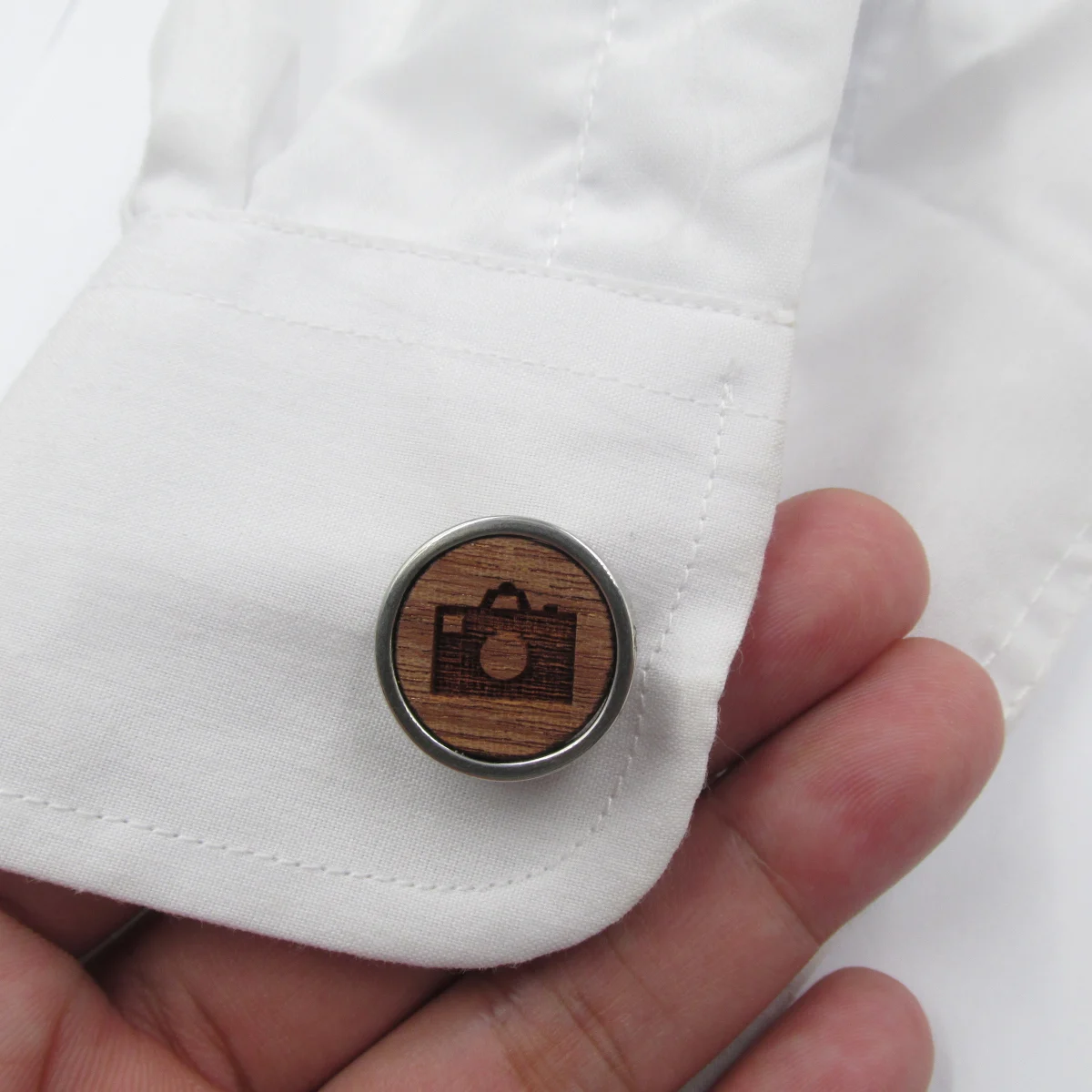 Камера древесины фотограф запонки и зажим для галстука деревянные Запонки Свадебные подарки для мужчин Муж папа