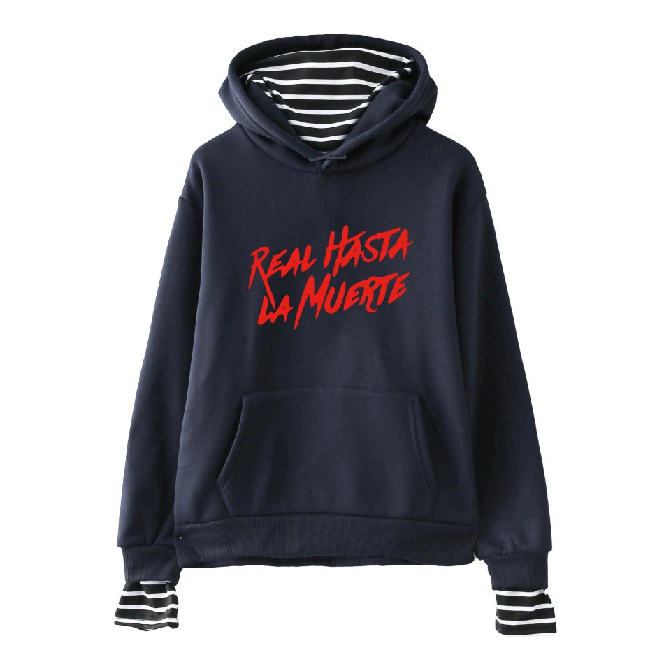 Anuel AA Album Real Hasta La Muerte поддельные две части толстовки женские K-pops с длинным рукавом флис Harajuku толстовки