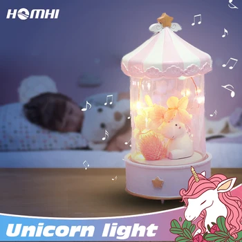 

unicorn night light music box Cute horse lamp decoration bedroom child friend Thanksgiving Christmas girl birthday gift