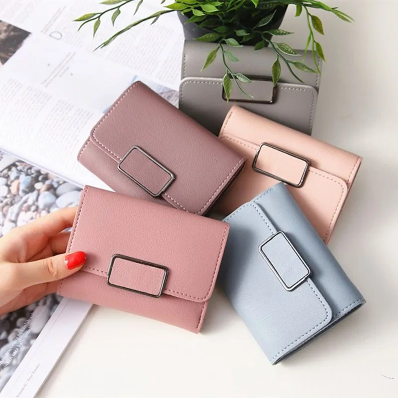 

Small Short Women Wallet Fashion Casual Women Wallets PU Leather Card Holder Coin Purse Hasp Female Money Bag Carteira Feminina