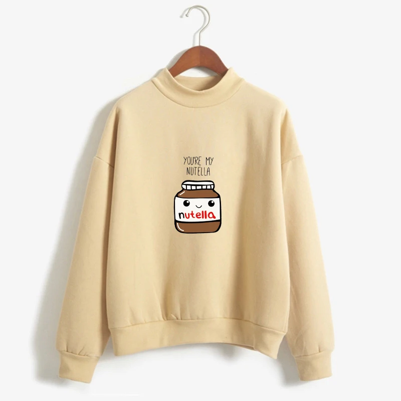 Для женщин Harajuku толстовки в Корейском стиле модная обувь с принтом «You Are My Nutella печатных Kawaii Толстовка KPOP Befree moletom feminino ropa