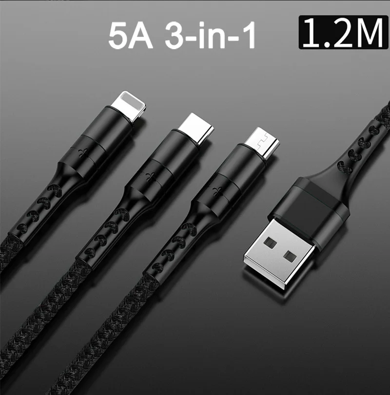 5A Black 22,5 Вт SuperCharge 5A 3 в 1 USB кабель для huawei P30 P20 P10 Plus Pro mate 9 10 20 X RS Pro Honor 20 Pro View 20 V20 Note 10 V10 - Цвет: 5A Black