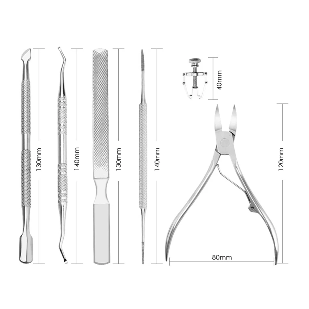 

7pcs Multifunction Stainless Steel Toenail Correction Tool Set Home Use Nail File Corrector Foot Care Tools Curing Paronychia