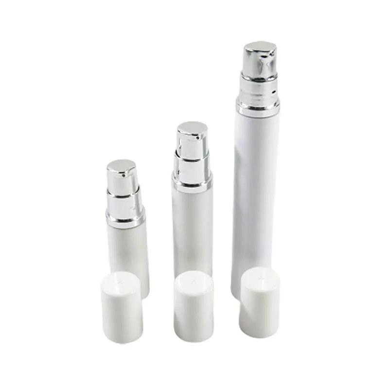 12 X 5ml 10ml 15ml Airless Pump White Bottles Refillable Airless