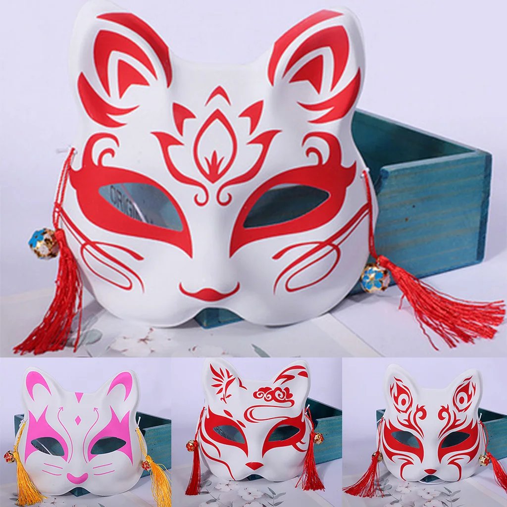 Anime Demon Slayer Foxes Mask Hand-painted Japanese Mask Half Face Mask Festival Ball Kabuki Kitsune Masks Cosplay Prop