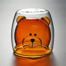 250 мл прозрачная термостойкая стеклянная чашка с двойными стенками в форме медведя, боросиликатная стеклянная чашка для молока, устойчивая к конденсации чайная кружка