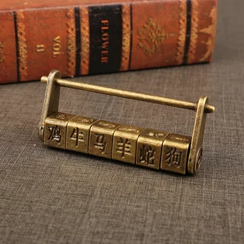 

Door Lock Digital Zodiac Antique Horizontal Padlock Movie Prop Lock Continental Old Password Vintage