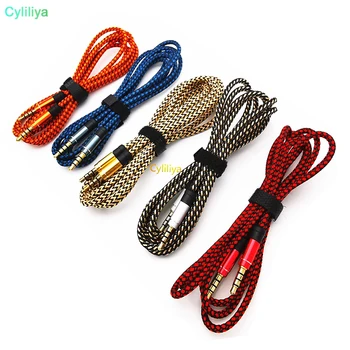 

50pcs Braid Aux Cable Unbroken Metal connector Car audio extension Cable 3.5MM Male Universal For Mobile phones Tablet PC