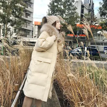 

Fashion Fall Winter Jacket Warm Thicken Ladies Loose Long Coats Parka Pockets Hooded Solid Womens Cotton Padded Jackets