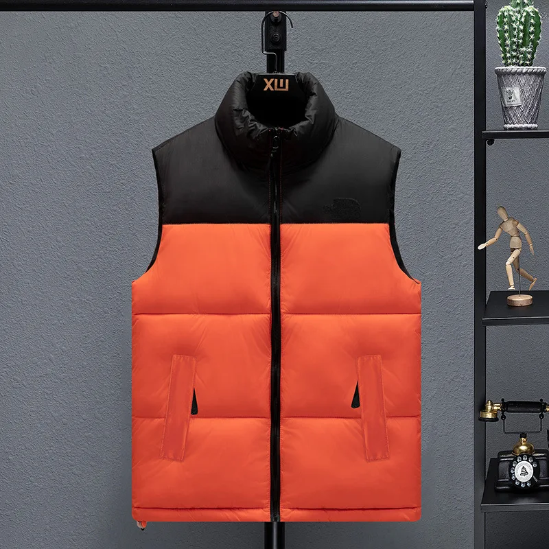 

Жилет мужской зимний, ветрозащитная куртка без рукавов, на молнии, повседневная куртка в стиле пэчворк, модная утепленная безрукавка