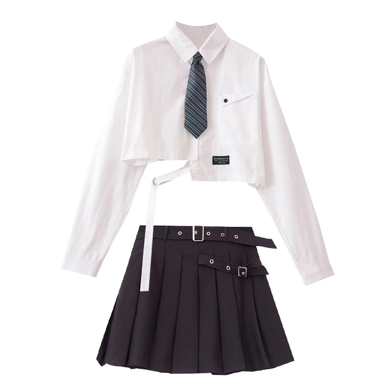 

AlphaGym JK uniform dress one set of student dragon suit full set of bad long skirt sailor middle suit TOP SHIRT