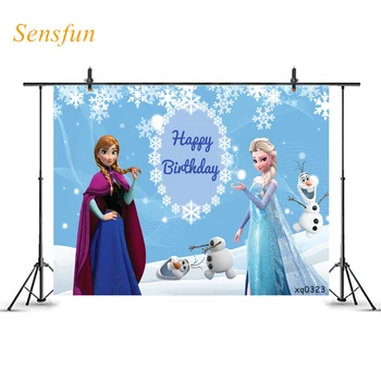 

LEVOO Cartoon Backdrop Snowman Snowflake Elsa Queen Birthday Photography Background Vinyl Photo Shoot Photozone Photo Studio
