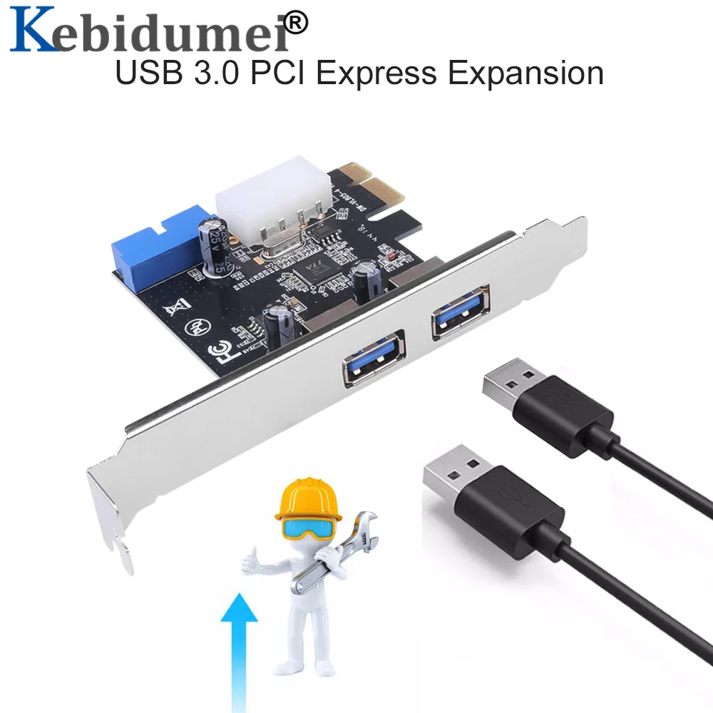 Новый USB 3 0 PCI E адаптер расширения внешний 2 порта концентратор внутренний 19