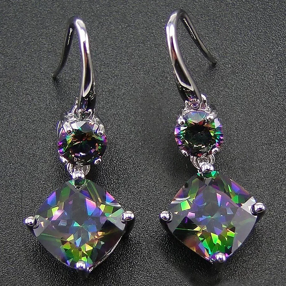 Huitan Multicolor Cubic Zirconia Women Drop Earrings Graceful Accessories for Evening Party Female Christmas Gift Luxury Jewelry