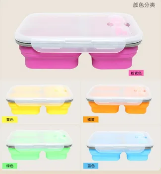 

50pcs 1100ml Silicone Collapsible Portable Lunch Box Large Capacity Bowl Lunch Bento Box Folding Lunchbox Eco-Friendly