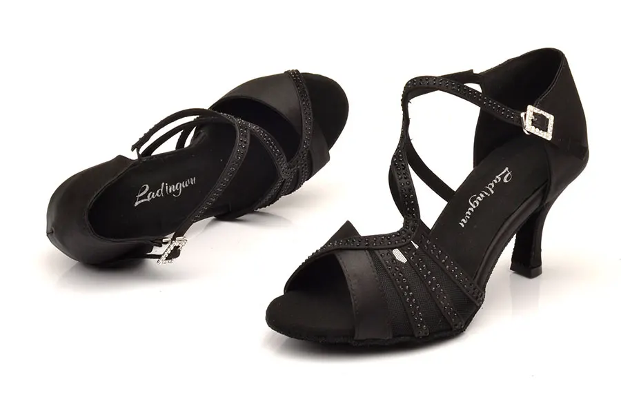 Ladingwu/Новинка; обувь для латинских танцев; женская обувь для сальсы; Обувь для бальных танцев; стразы; уникальный дизайн; шелковый атлас; Цвет Красный