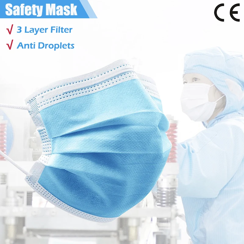 

50 Pcs 3 Layer Face Masks Disposable Protective Mouth Face Mask Anti-Dust Anti-fog Protective Fold Mouth Masks Safety Masks