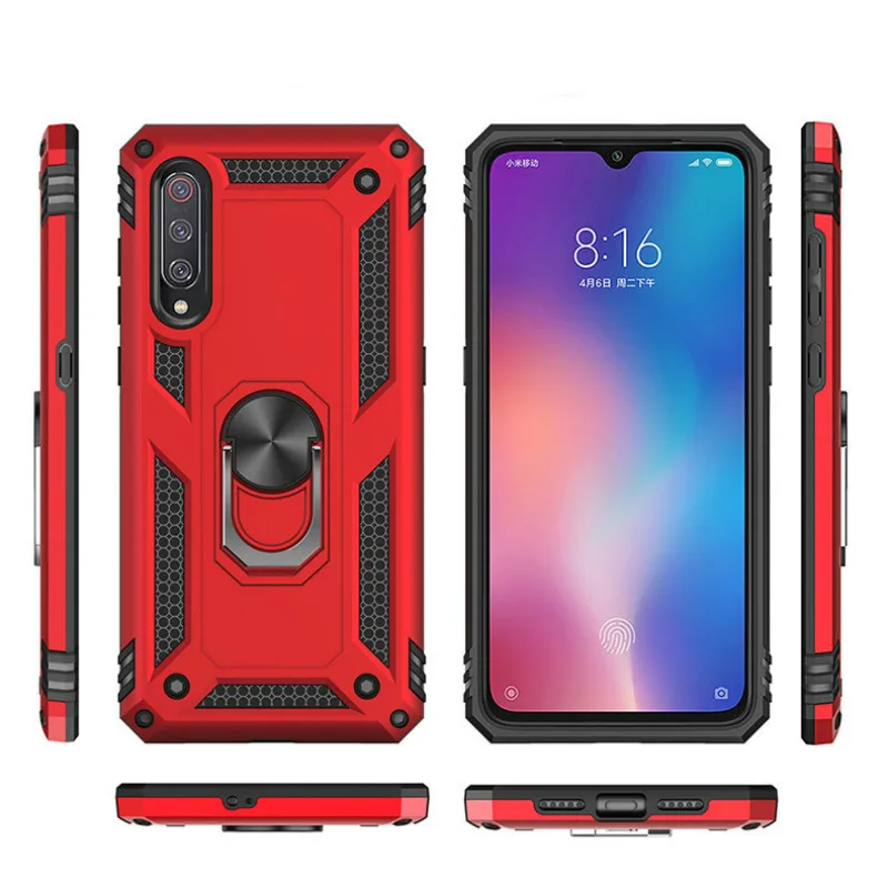 Phone Case for Xiaomi 9 9SE CC9E A3 CC9 A3 Lite 9T 9T Pro Redmi Note 7 K20 Pro 7A PC TPU Anti-fall Back Cover with Ring Bracket