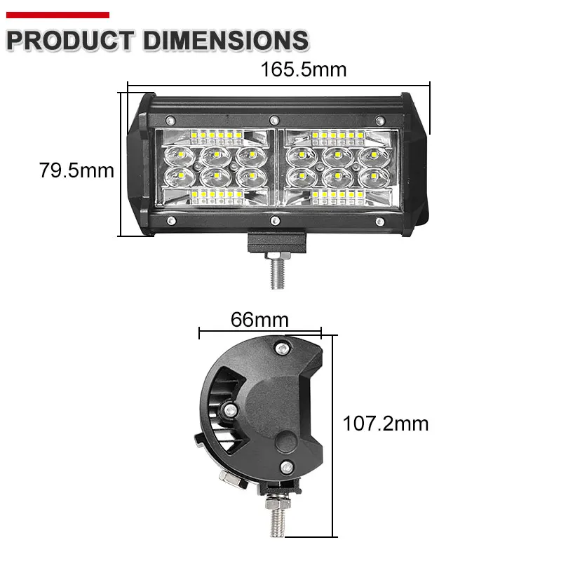 Racbox 7 дюймов светодиодный рабочий свет 60 Вт 36 COB Led бар 4500LM супер яркий для