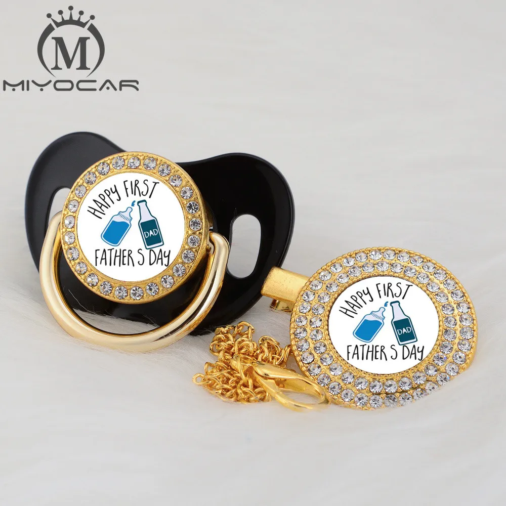 MIYOCAR на заказ любой тест День отца золото bling соска и соска клип черный BPA бесплатно пустышка bling уникальный дизайн P-FD