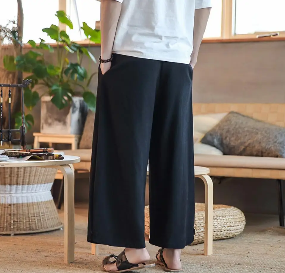 Sinicism Store Harem Pants Mens Linen Solid Joggers Male Harajuku Loose Fashions High Quality Trousers