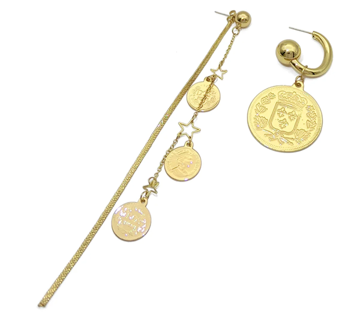 2023 trend Vintage 925 Silver Needle Asymmetric Rewind Coin Simple Earrings for women Fashion Jewelry