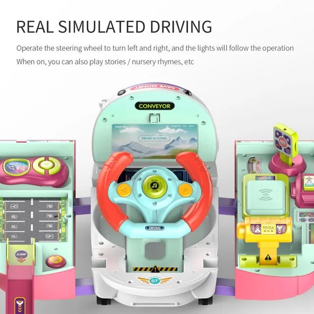 Multifunction Airplane Toy Baby Deformation Toy Child Early Educational Multifunctional Car Driving Simulation Toy with Music