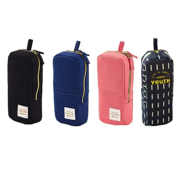 

Multifunctional Canvas Pencil Pen Holder Case Bag Organizer with Phone Stand Function for Home School Stationery Supplies