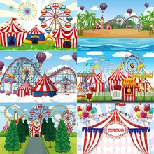 Circus Fotografie Achtergrond Fiesta Cruise Stage Kinderen Blij Verjaardagsfeestje Dumbo Decor Aangepaste Foto Achtergrond Decoratie