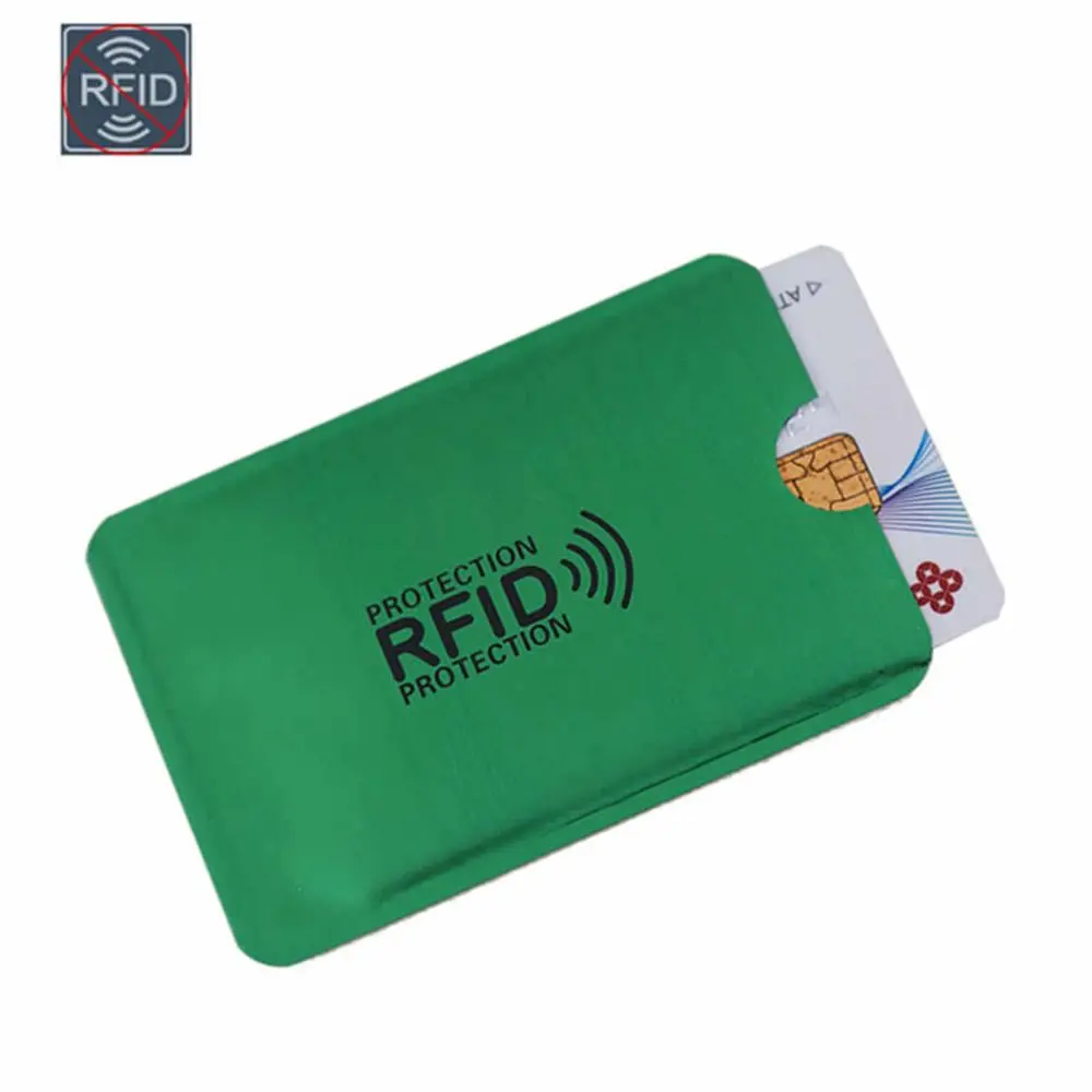 Анти Rfid NFC кошелек Блокировка ридер замок держатель для карт Id банк чехол для карт Защита металлический кредитный держатель для карт Алюминий 9*6,3 см - Цвет: 1 Pc Green