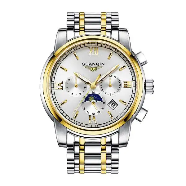 GUANQIN плавательные часы для мужчин автоматические Эксклюзивные часы для мужчин часы брендовые Бизнес золотые водонепроницаемые horloges mannen - Цвет: F