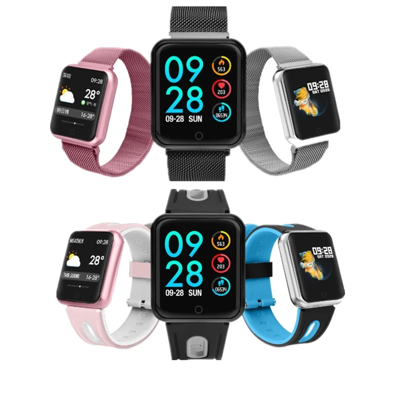 

P68 Sports Smart Watch Heart Rate and Blood Pressure Monitoring Fitness IP68 Waterproof Bluetooth Bracelet ios Android Phone